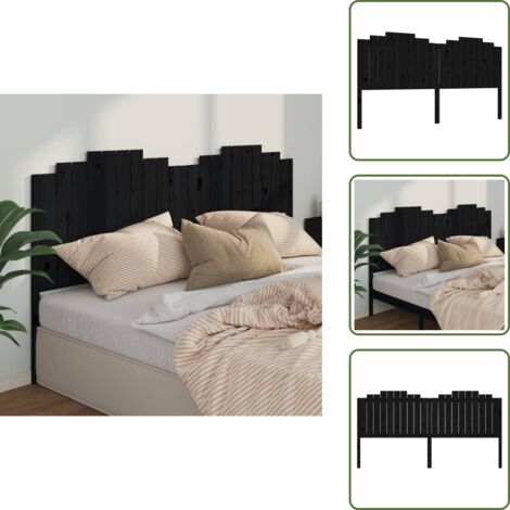 The Living Store Cabecero de cama madera maciza de pino negro 206x4x110 cm - Madera de pino