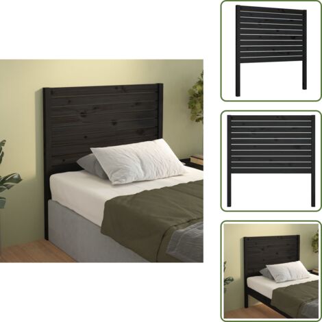 The Living Store Cabecero de cama madera maciza de pino negro 81x4x100 cm - Madera de pino