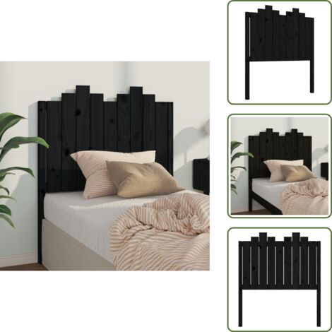 The Living Store Cabecero de cama madera maciza de pino negro 96x4x110 cm - Madera de pino