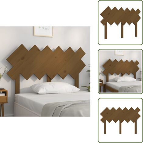 The Living Store Cabecero de cama madera maciza pino marrón miel 122,5x3x80,5 cm - Madera maciza