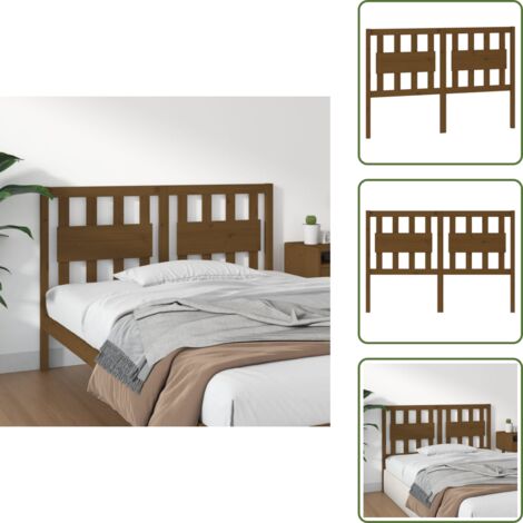 The Living Store Cabecero de cama madera maciza pino marrón miel 125,5x4x100 cm - Madera maciza