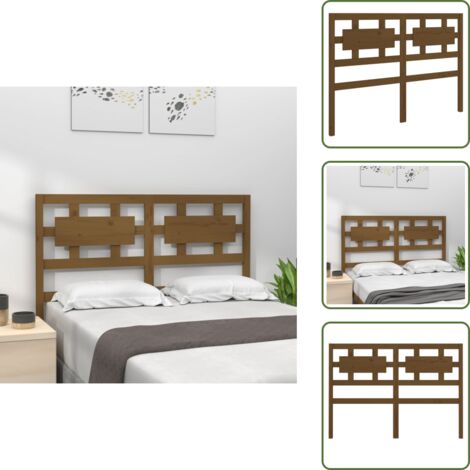 The Living Store Cabecero de cama madera maciza pino marrón miel 125,5x4x100 cm - Madera maciza