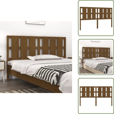 The Living Store Cabecero de cama madera maciza pino marrón miel 185,5x4x100 cm - Madera maciza