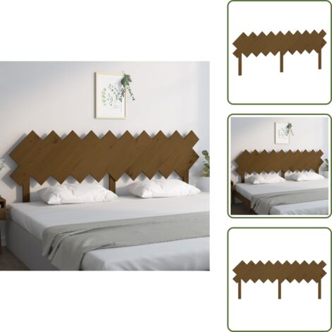 The Living Store Cabecero de cama madera maciza pino marrón miel 196x3x80,5 cm - Madera maciza