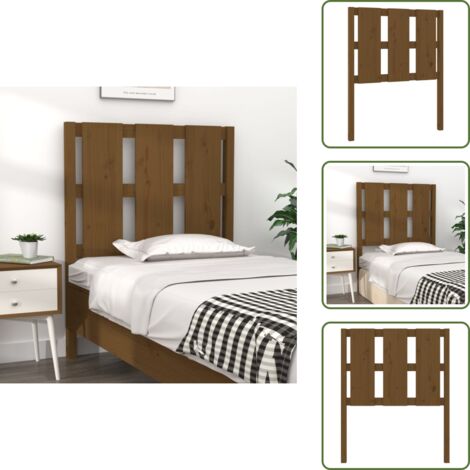 The Living Store Cabecero de cama madera maciza pino marrón miel 80,5x4x100 cm - Madera maciza