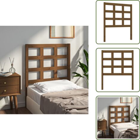 The Living Store Cabecero de cama madera maciza pino marrón miel 80,5x4x100 cm - Madera maciza