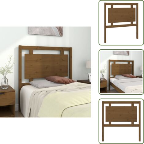 The Living Store Cabecero de cama madera maciza pino marrón miel 95,5x4x100 cm - Madera maciza