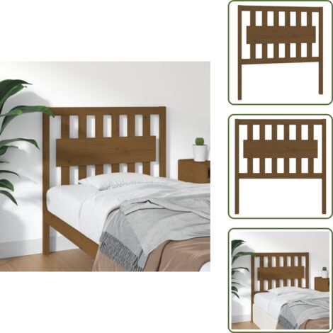 The Living Store Cabecero de cama madera maciza pino marrón miel 95,5x4x100 cm - Madera maciza