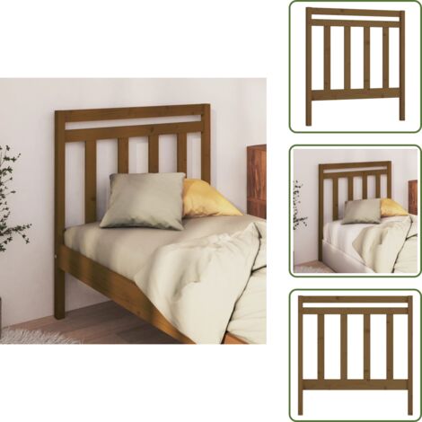 The Living Store Cabecero de cama madera maciza pino marrón miel 95x4x100 cm - Madera maciza