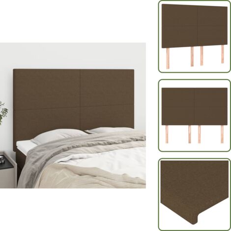 The Living Store Cabecero de cama marrón oscuro 144x5x118/128 cm Tela - Cabecero marrón