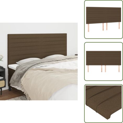 The Living Store Cabecero de cama marrón oscuro 160x5x118/128 cm Tela - Cabecero marrón oscuro