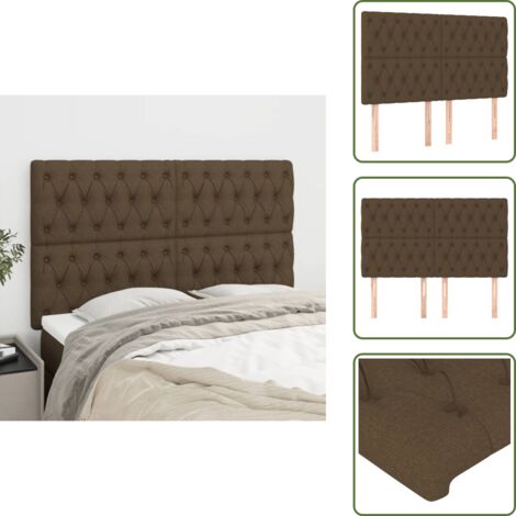 The Living Store Cabecero de cama marrón oscuro 160x7x118/128 cm Tela - Cabecero marrón oscuro