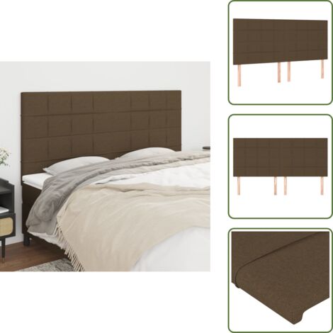 The Living Store Cabecero de cama marrón oscuro 200x5x118/128 cm Tela - Cabecero marrón
