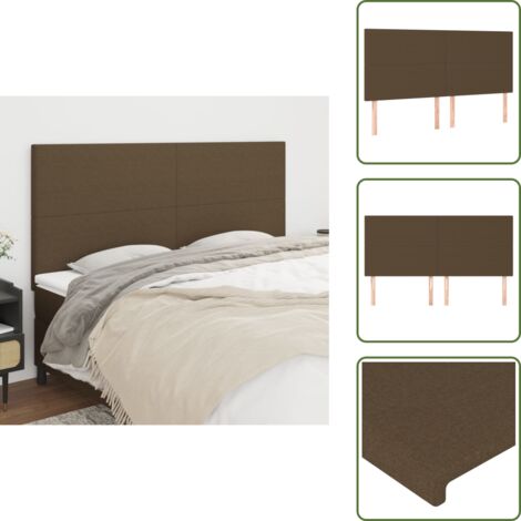 The Living Store Cabecero de cama marrón oscuro 200x5x118/128 cm Tela - Cabecero marrón oscuro