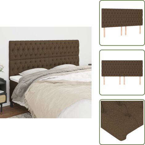 The Living Store Cabecero de cama marrón oscuro 200x7x118/128 cm Tela - Cabecero marrón oscuro