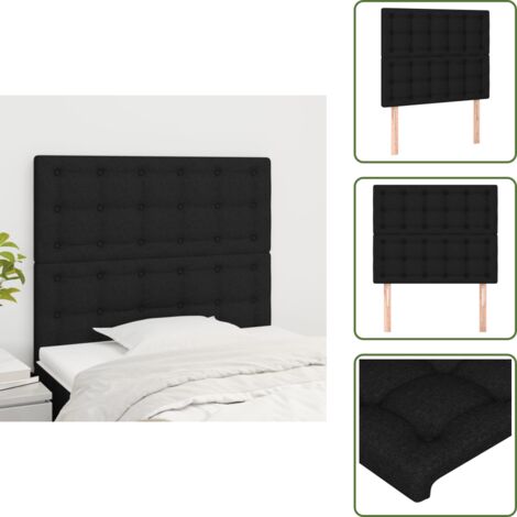 The Living Store Cabecero de cama negro 100x5x118/128 cm Tela - Cabecero negro