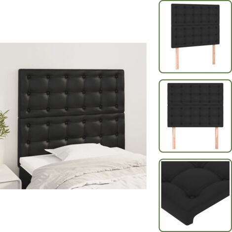 The Living Store Cabecero de cama negro 80x5x118/128 cm piel sintética - Cabecero negro