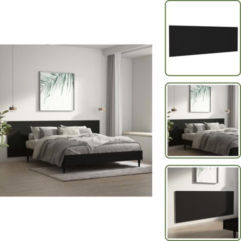 The Living Store Cabecero de cama pared madera contrachapada negro 240x1,5x80cm - Cabecero de pared