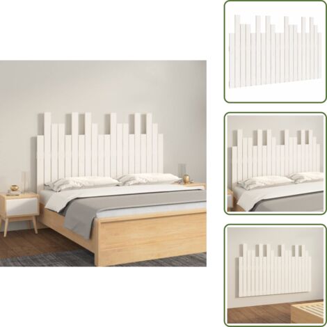 The Living Store Cabecero de cama pared madera maciza pino blanco 127,5x3x80 cm - Cabecero de pared