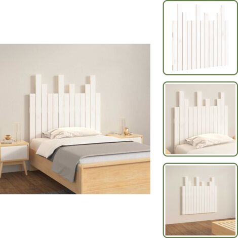 The Living Store Cabecero de cama pared madera maciza pino blanco 82,5x3x80 cm - Cabecero de pared