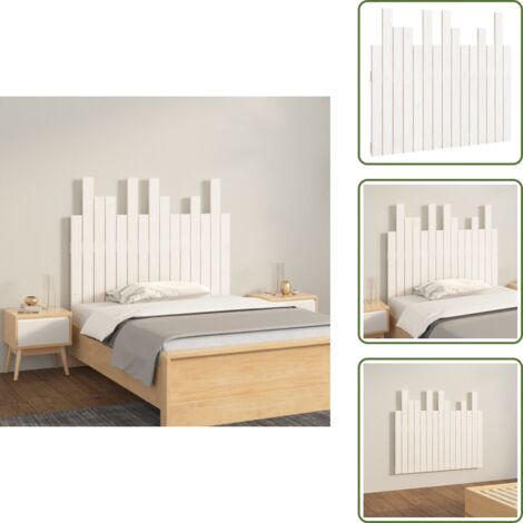 The Living Store Cabecero de cama pared madera maciza pino blanco 95,5x3x80 cm - Cabecero de pared
