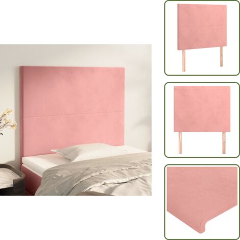 The Living Store Cabecero de cama rosa 100x5x118/128 cm Terciopelo - Cabecero de cama terciopelo
