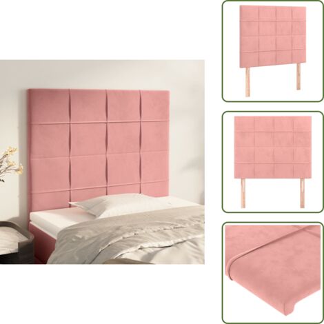 The Living Store Cabecero de cama rosa 100x5x118/128 cm Terciopelo - Cabecero de cama terciopelo