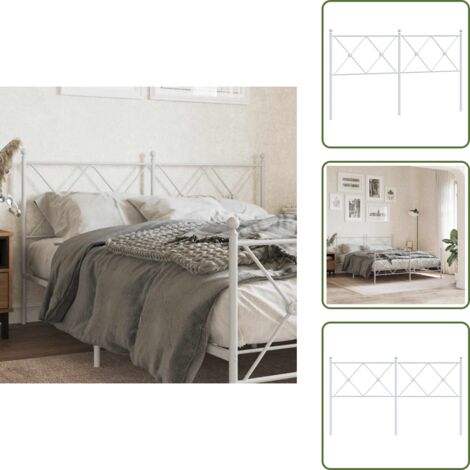 The Living Store Cabecero de repuesto de metal blanco 160 cm - Cabecero de metal