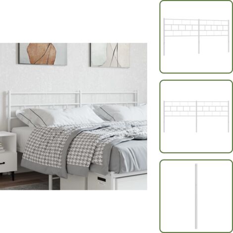 The Living Store Cabecero de repuesto de metal blanco 160 cm - Cabecero de metal