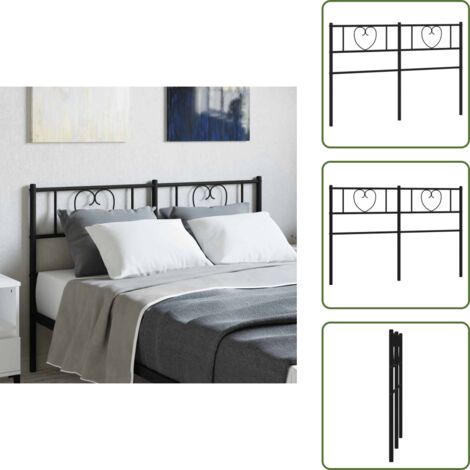 The Living Store Cabecero de repuesto de metal negro 120 cm - Cabecero de metal