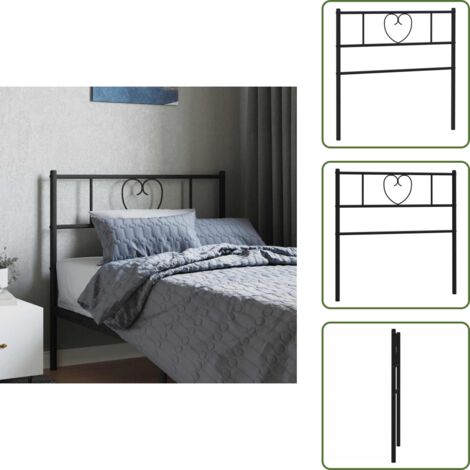 The Living Store Cabecero de repuesto de metal negro 90 cm - Cabecero de metal
