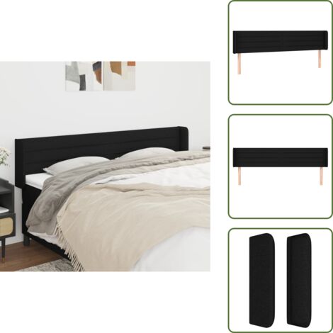 The Living Store Cabecero de tela negro 203x16x78/88 cm - Cabecero negro