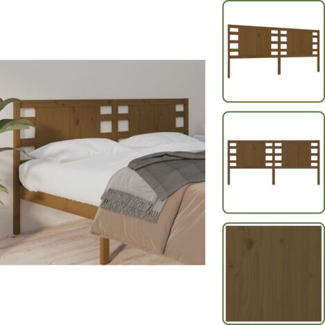 The Living Store Cabecero madera maciza de pino marrón miel 126x4x100 cm - Madera maciza