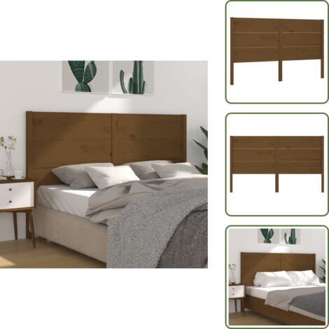 The Living Store Cabecero madera maciza de pino marrón miel 126x4x100 cm - Madera maciza