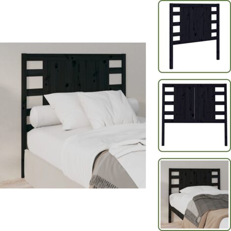 The Living Store Cabecero madera maciza de pino negro 106x4x100 cm - Madera de pino
