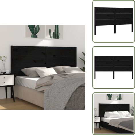 The Living Store Cabecero madera maciza de pino negro 126x4x100 cm - Madera de pino