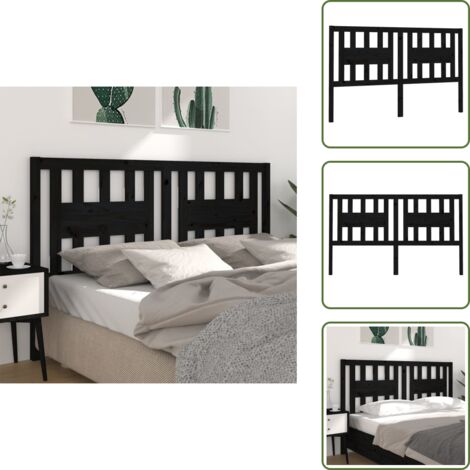 The Living Store Cabecero madera maciza de pino negro 126x4x100 cm - Madera de pino