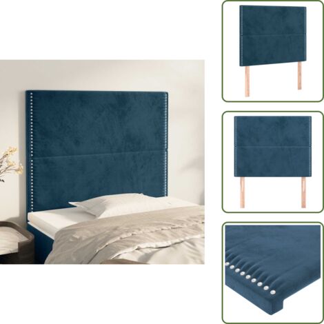 The Living Store Cabecero Terciopelo Azul Oscuro 100x5x118/128 cm - Cabecero de cama azul oscuro