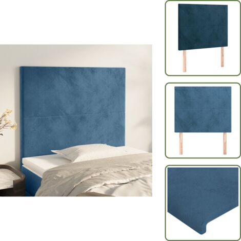The Living Store Cabecero Terciopelo Azul Oscuro 100x5x118/128 cm - Terciopelo