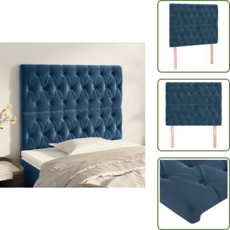 The Living Store Cabecero Terciopelo Azul Oscuro 100x7x118/128 cm - Terciopelo