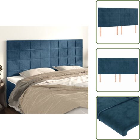 The Living Store Cabecero Terciopelo Azul Oscuro 180x5x118/128 cm - Terciopelo azul oscuro