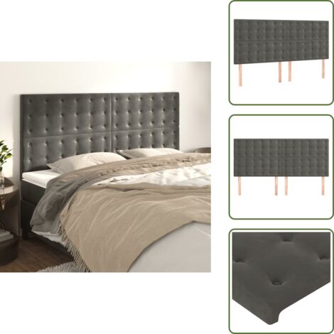The Living Store Cabecero Terciopelo Gris Oscuro 180x5x118/128 cm - Terciopelo