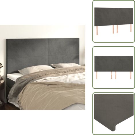 The Living Store Cabecero Terciopelo Gris Oscuro 180x5x118/128 cm - Terciopelo