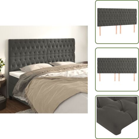 The Living Store Cabecero Terciopelo Gris Oscuro 180x7x118/128 cm - Terciopelo