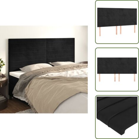 The Living Store Cabecero Terciopelo Negro 180x5x118/128 cm - Cabecero de cama negro