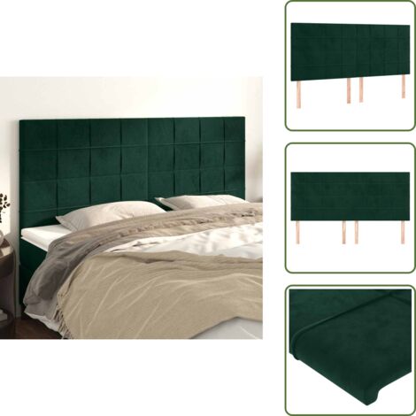 The Living Store Cabecero Terciopelo Verde Oscuro 180x5x118/128 cm - Cabecero de cama verde