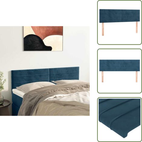 The Living Store Cabeceros azul oscuro 144x5x78/88 cm terciopelo - Cabecero de cama azul oscuro