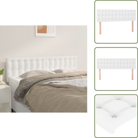 The Living Store Cabeceros cuero sintético blanco 144x5x78/88 cm - Cabecero de cama blanco