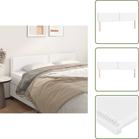 The Living Store Cabeceros cuero sintético blanco 200x5x78/88 cm - Cabecero de cama blanco