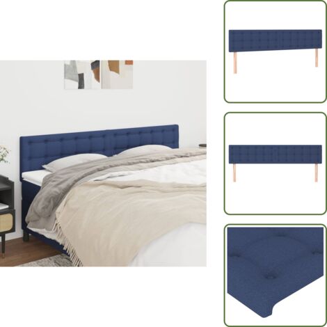 The Living Store Cabeceros tela azul 200x5x78/88 cm - Cabecero azul